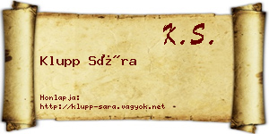 Klupp Sára névjegykártya